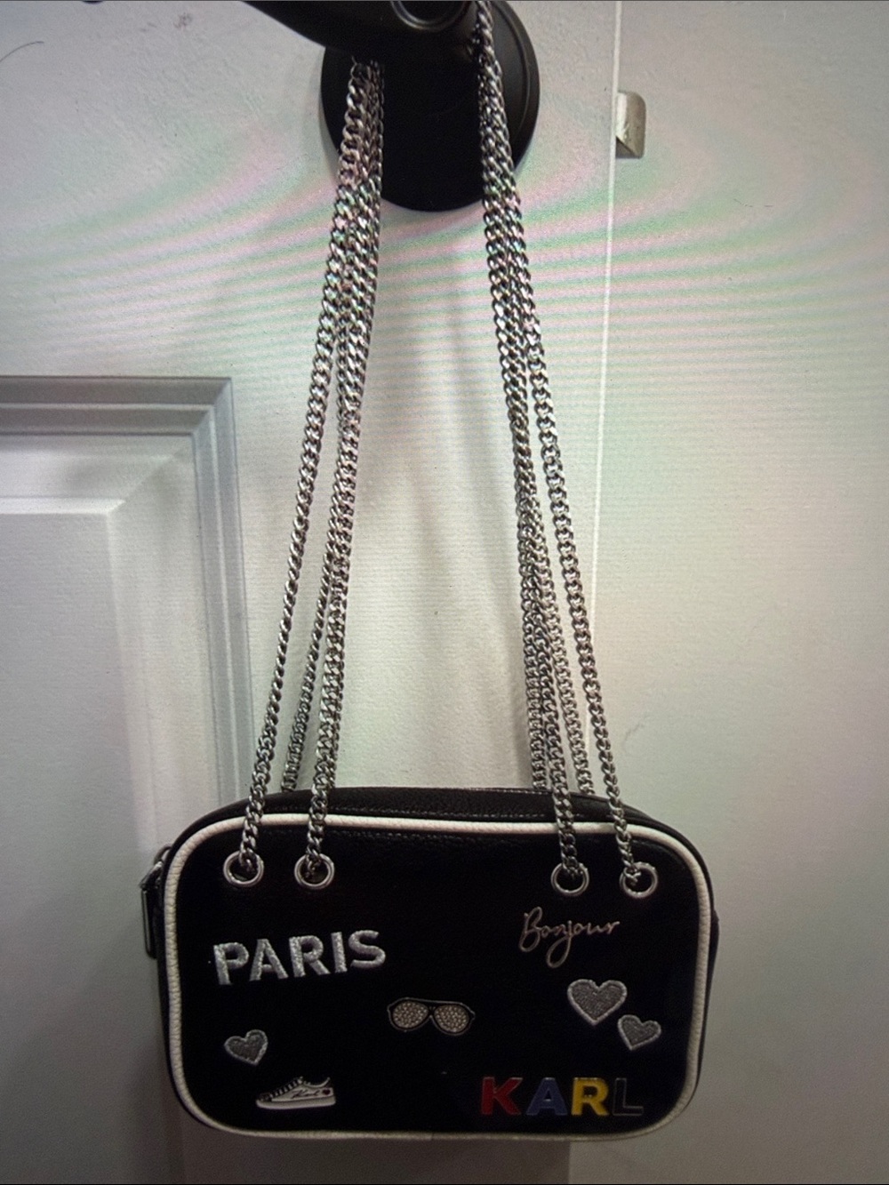 Karl Lagerfeld Black embellished Crossbody Bag